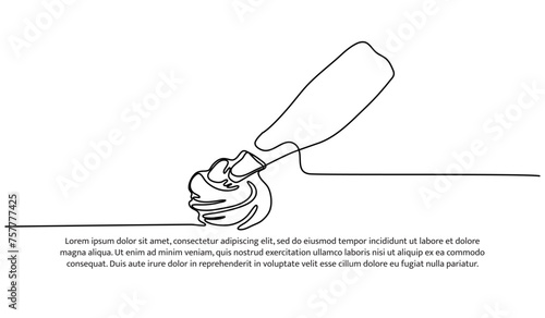Continuous one line kneading bread dough. Minimalist style vector illustration on white background.
