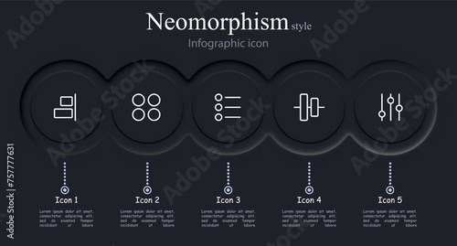 Options well icon set. Settings, equipment, selection, alternative, functions, menu, options, configuration. Neomorphism style. Vector line icon for business and advertising