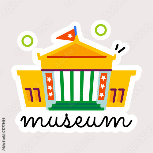 Trendy flat sticker of chicago museum building 