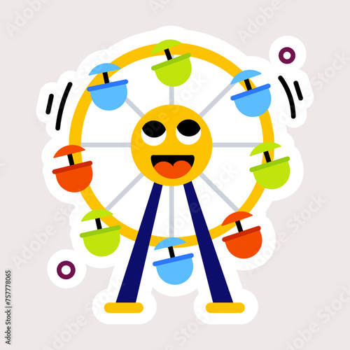 Editable flat sticker of a ferris wheel