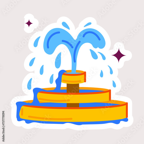 Modern flat sticker of a water fountain 