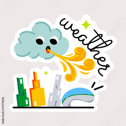 Modern flat sticker depicting chicago weather 