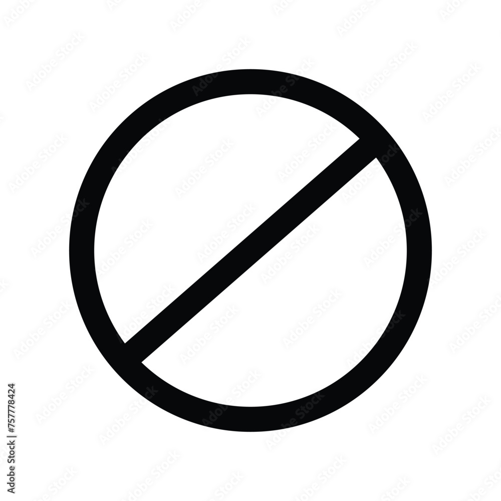 Sign forbidden. Icon symbol ban. Red circle sign stop entry ang slash line isolated on white artboard.