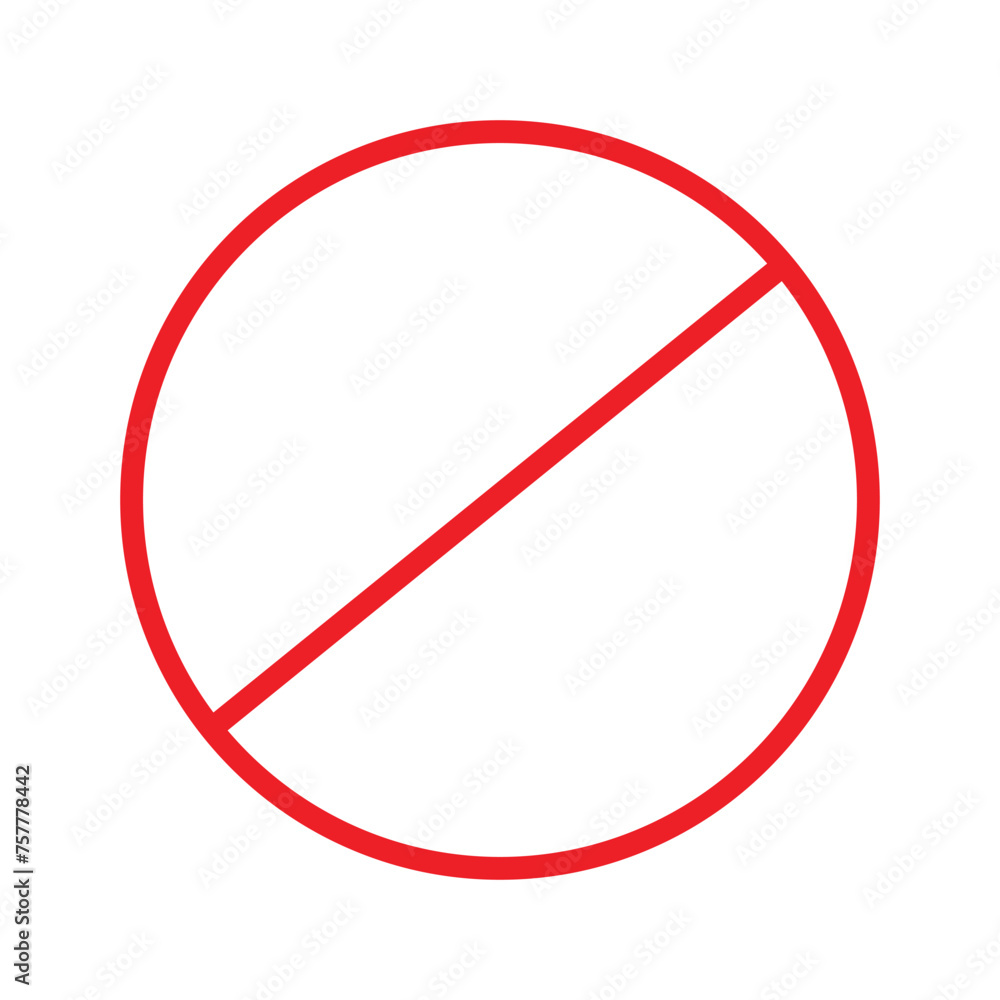 Sign forbidden. Icon symbol ban. Red circle sign stop entry ang slash line isolated on white artboard. Sign forbidden. Icon symbol ban. Red circle sign stop entry ang slash line isolated on white artboard.
