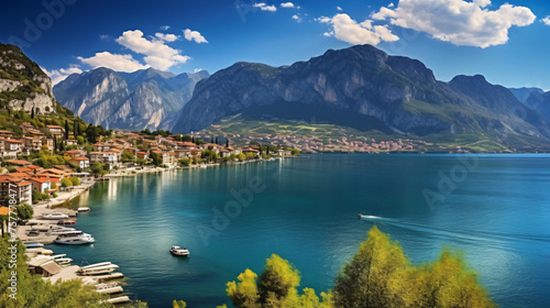 Panoramic view over Torbole Lago di Garda Trentino Ita photo