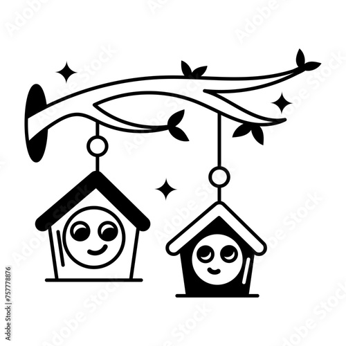 Here’s a cute glyph sicker of hanging birdhouses 