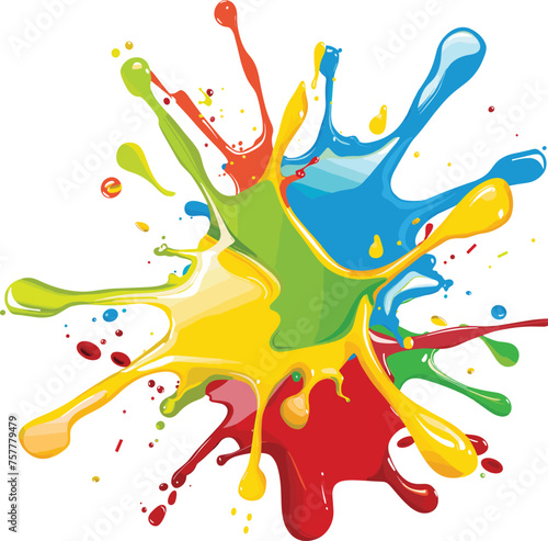 An aerial perspective of paint splatter with a tiny paint droplet, depicted in clip art format as an EPS vector image.