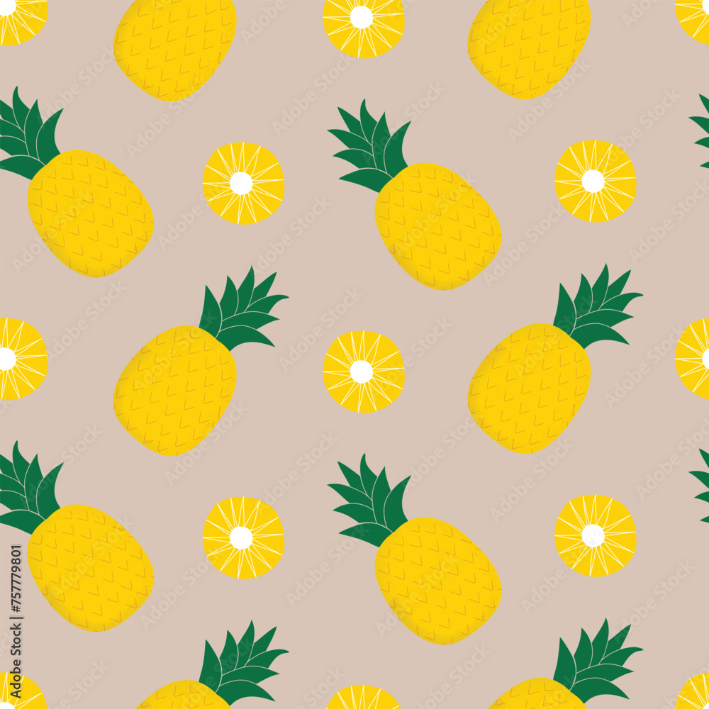 Yellow Pineapple Fruit Hand Drawn Seamless Pattern - Fresh Tropical Fruit Vector Illustration for Decorative Invitation, Greeting Card, Birthday, Party, Celebration, Wedding, and Kitchen Textiles Yellow Pineapple Fruit Hand Drawn Seamless Pattern - Fresh Tropical Fruit Vector Illustration for Decorative Invitation, Greeting Card, Birthday, Party, Celebration, Wedding, and Kitchen Textiles