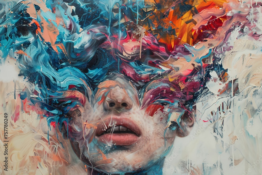 Colorful painting of Woman's mind