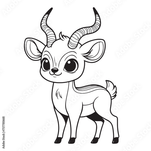 Line art of antelope cartoon vector illustration