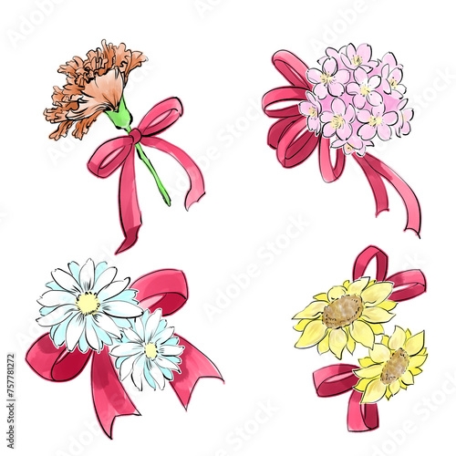 手描きの花のイラスト