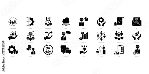 Customer relationship management icons set. Set of editable stroke icons.Vector set of Customer relationship management