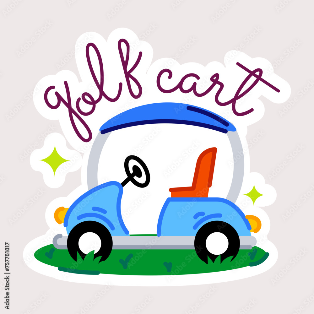 Easy to edit flat sticker of a golf cart Easy to edit flat sticker of a golf cart