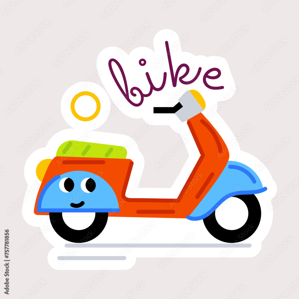 Grab this flat sticker of a scooter bike Grab this flat sticker of a scooter bike