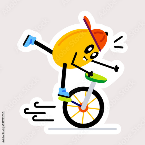 A well-designed flat sticker of unicycle 