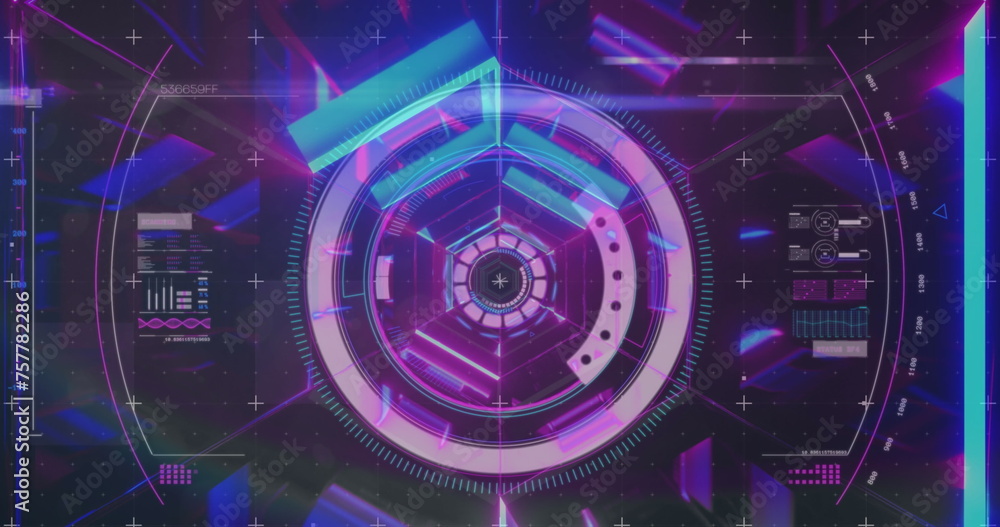 Obraz premium Image of scope scanning and data processing on black background