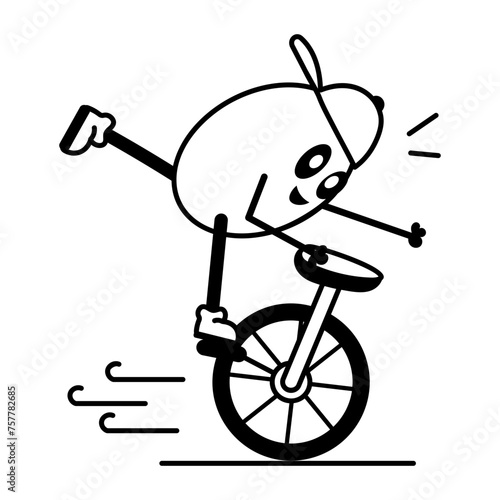 A well-designed glyph sticker of unicycle 