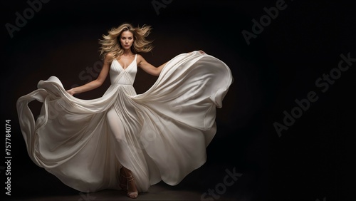 Majestic white gown with billowing fabric