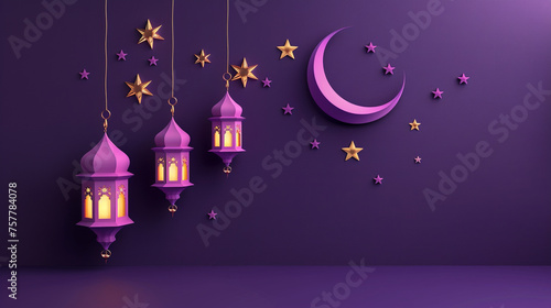 eid mubarak greeting card decorated with stars and moon 