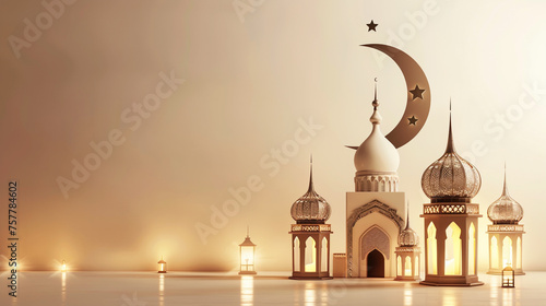 view of the mosque isolated on gray background 