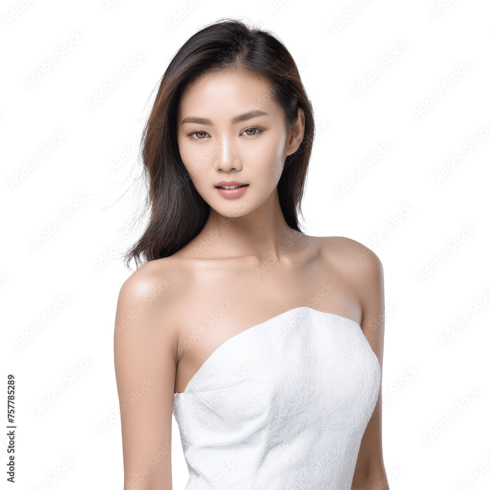 portrait of asian woman wearing white dress isolated on transparent background portrait of asian woman wearing white dress isolated on transparent background