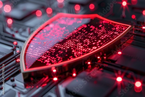 Close-Up of Computer Motherboard With Red Lights