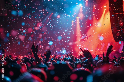 Excited Crowd Raises Hands at Concert