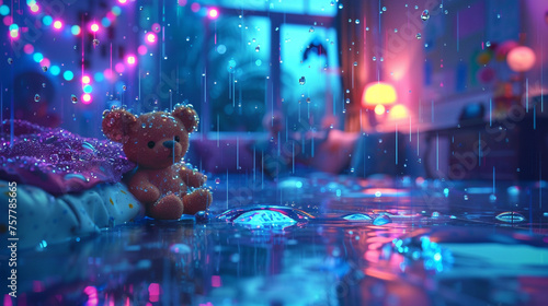 Raindrops patter gently, a lullaby for sleepy little ones.