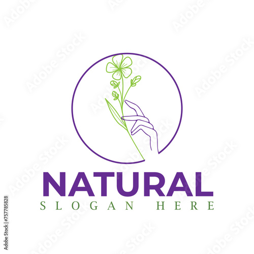 Natural, eco food, green leaf seedling, growing plant logo design vector template. Natural logos with leaves.
