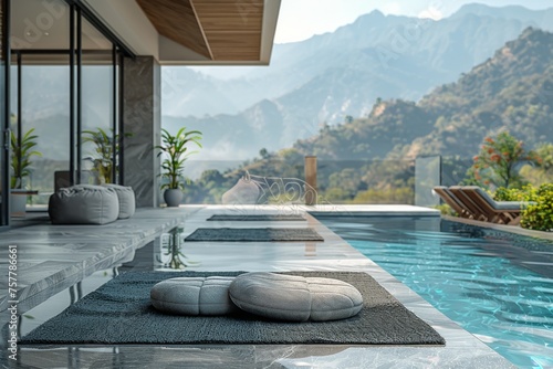 Pool Surrounded by Mountain View