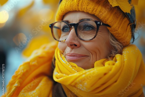 Woman in Hat and Scarf