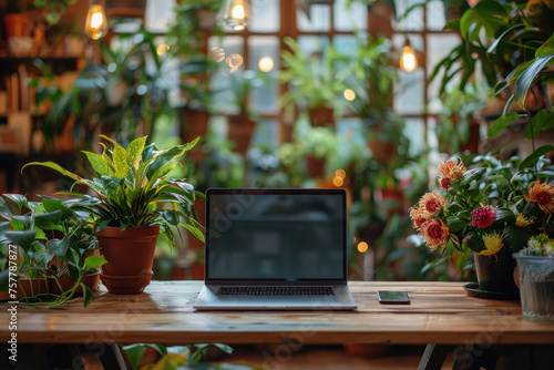 Laptop Computer on Wooden Table