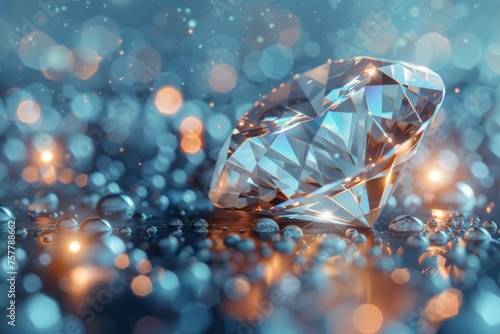 Shiny Diamond on Blue Background © olegganko