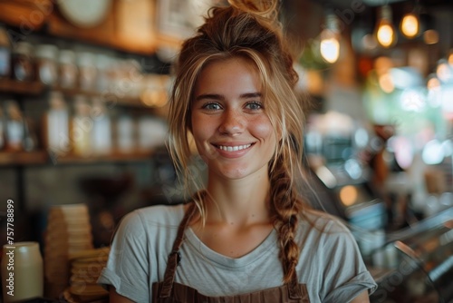 Woman With Red Hair Wearing an Apron
