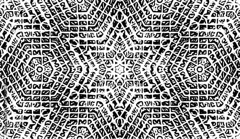 Vektor Grunge Texturen und Muster - Hexagon, Waben und Stern Mosaik Formen - Musterkachel Quadrat Nahtlos