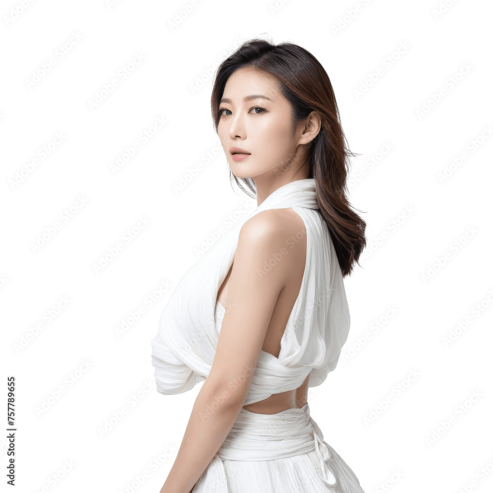 portrait of asian woman wearing white dress isolated on transparent background portrait of asian woman wearing white dress isolated on transparent background