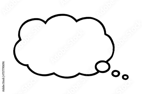 ラフな線で描いたシンプルな雲の形の考え中の吹き出し