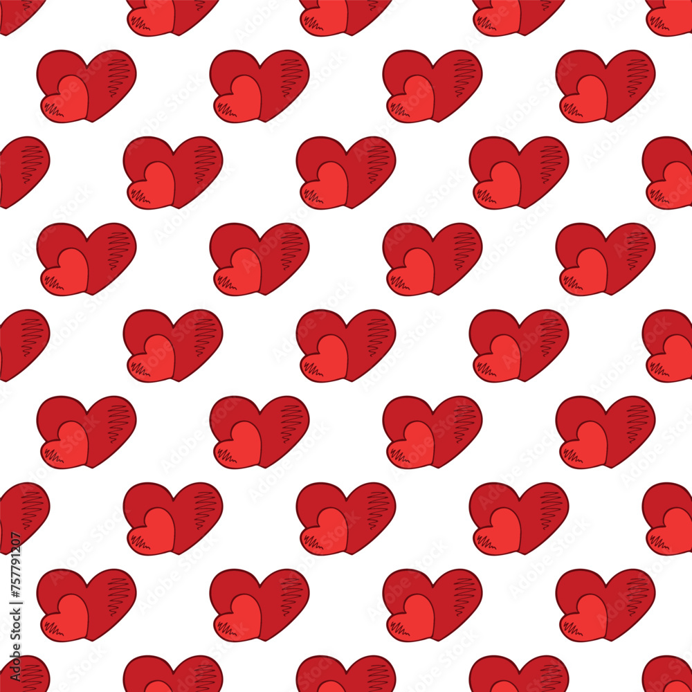 Seamless pattern with hand drawn heart doodle for decorative print, wrapping paper, greeting cards and fabric