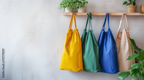 bag or sack bag on white background. Reusable shopping bag. Natural material. Zero waste. Plastic free. Eco friendly concept.