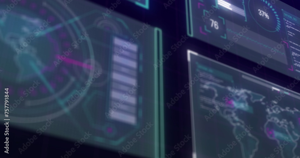Obraz premium Image of digital human over data processing on black background