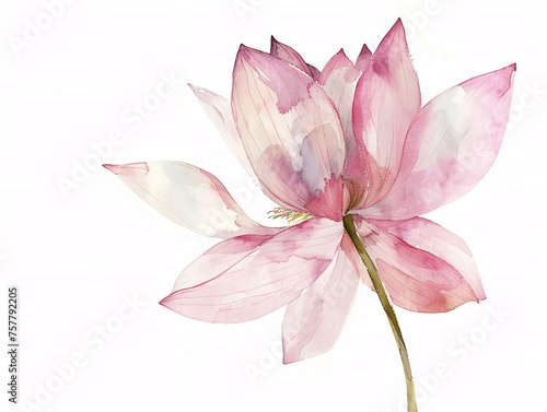 Graceful Pink Lotus  Serene Watercolor Beauty