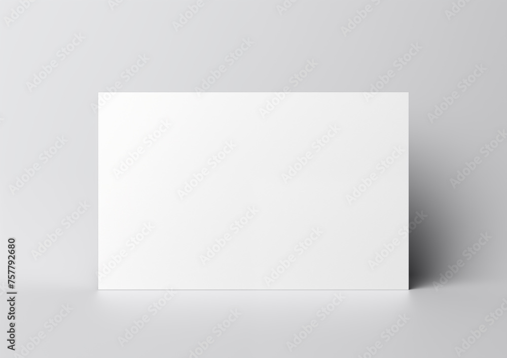 Blank white card over light grey background - mock-up render illustration. Blank white card over light grey background - mock-up render illustration.