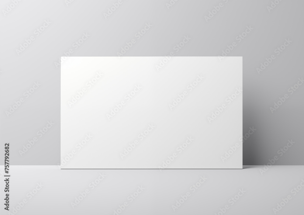 Blank white card over light grey background - mock-up render illustration. Blank white card over light grey background - mock-up render illustration.