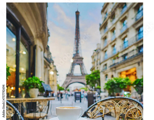 카페에서 바라본 파리 시내, 커피 한잔의 여유, 파리에서 즐기는 여유로운 커피 한잔 © monica