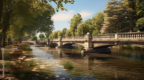 Riverbank in the suburb of Paris