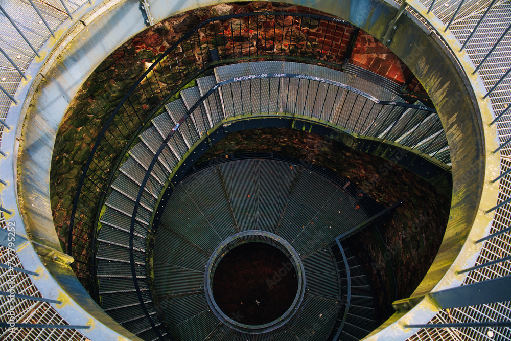 Fototapeta premium Spiral Staircase - Eisenhardt Castle in Bad Belzig - - Brandenburg - Germany - Europe - Castle - Mediaeval - History - Landscape - Background
