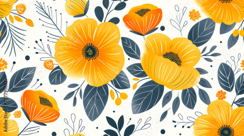 seamless pattern with spring floral bouquets texture wallpaper background