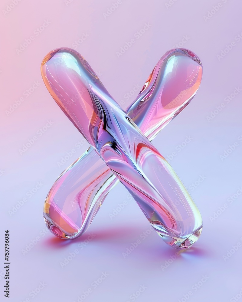 Shiny Glass Letter X on Pink Background Shiny Glass Letter X on Pink Background
