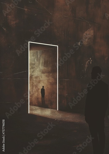 Man Standing in Front of an Open Door photo