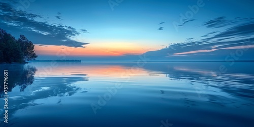Reflective Water Surface With Sky Background